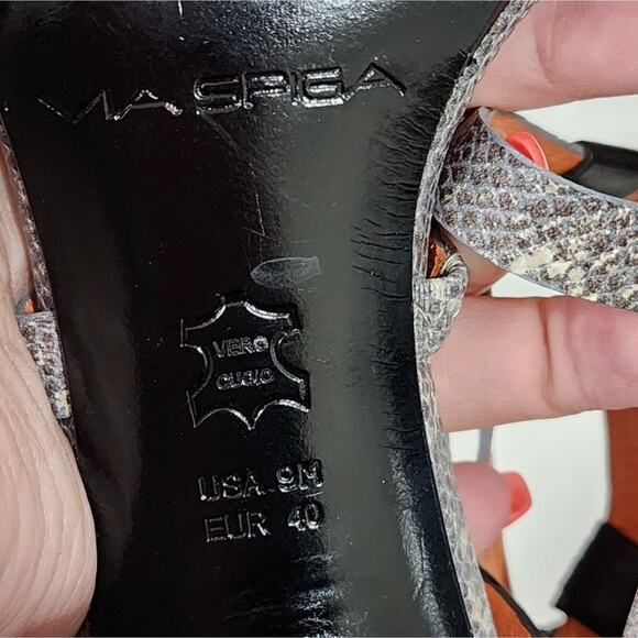 Via Spiga snakeskin python chunky block heels‎ sandals size 9 - Picture 7 of 8